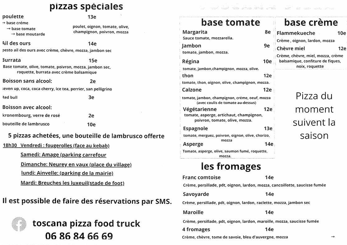 PIZZAS LE MARDI SOIR